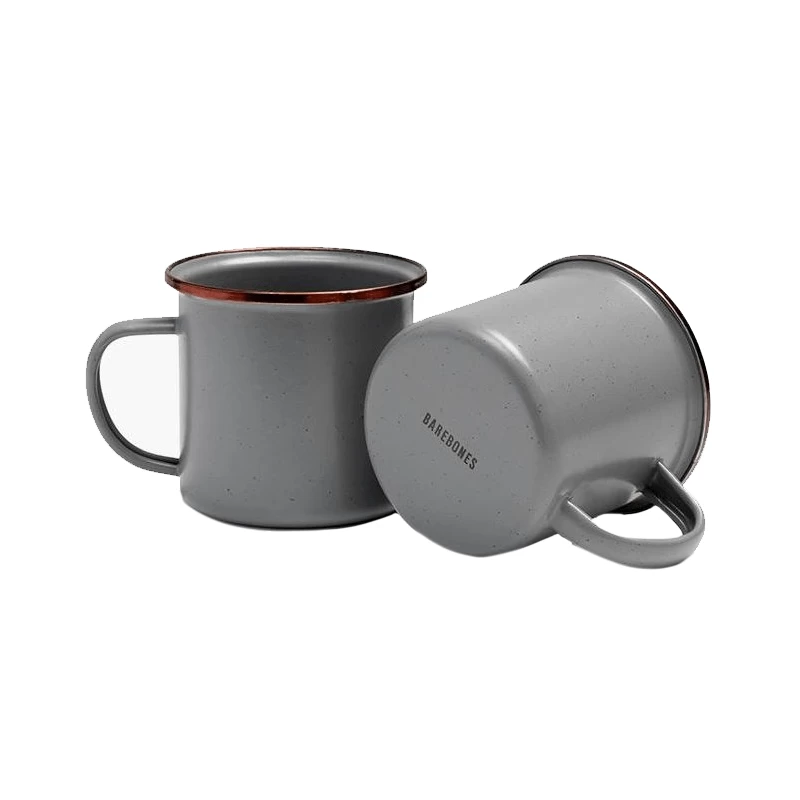 Barebones Geëmailleerde Beker - Set 2 Stuks Grijs 3 Barebones Geëmailleerde Beker - Set 2 Stuks Grijs