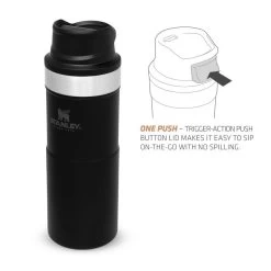 Stanley The Trigger-Action Travel Mug 0.35L Zwart -Wildernis  Camping Winkel 82050 stanley the trigger action travel mug 035l